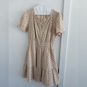 Elegant Beige Eyelet Dress